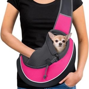 YUDODO Pet Dog Sling Carrier Mesh Hand Free Adjustable Dog Satchel Carrier Bag